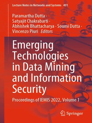 cover image of Emerging Technologies in Data Mining and Information Security